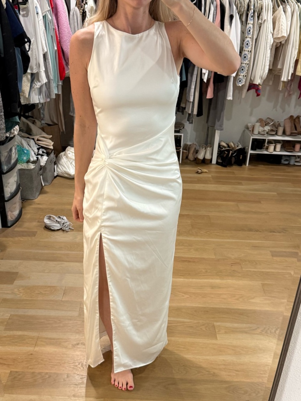 Abercrombie & Fitch white silk maxi dress
